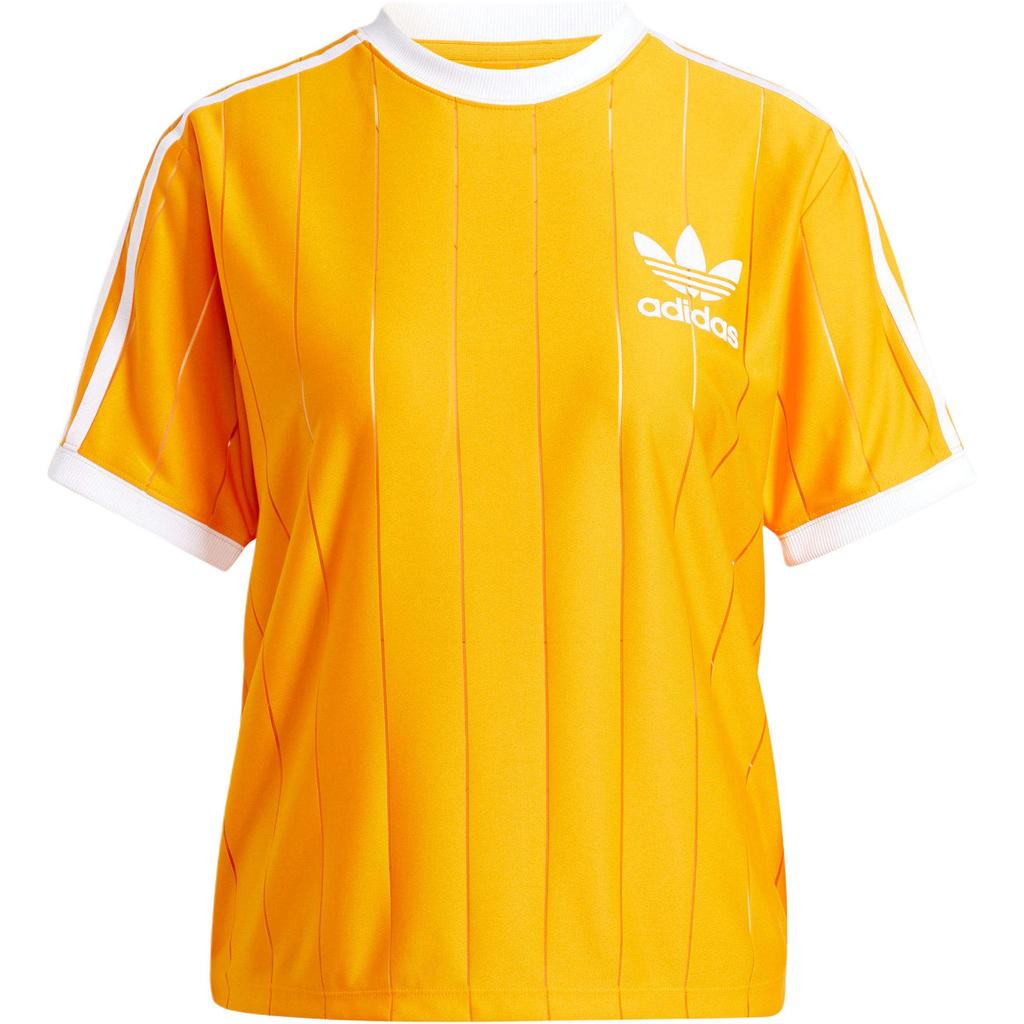 Adidas Originals Adicolor Series Striped Soft Round Neck Pullover Short Sleeve T-Shirt Women T-Shirts Yellow IY7224