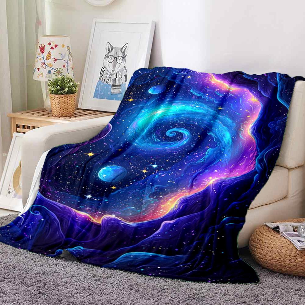 Cosmic Spiral Flannel Blanket Throw Blanket Soft Warm Sofa Bed Camping home Decor Unique Christmas Gift C9261238