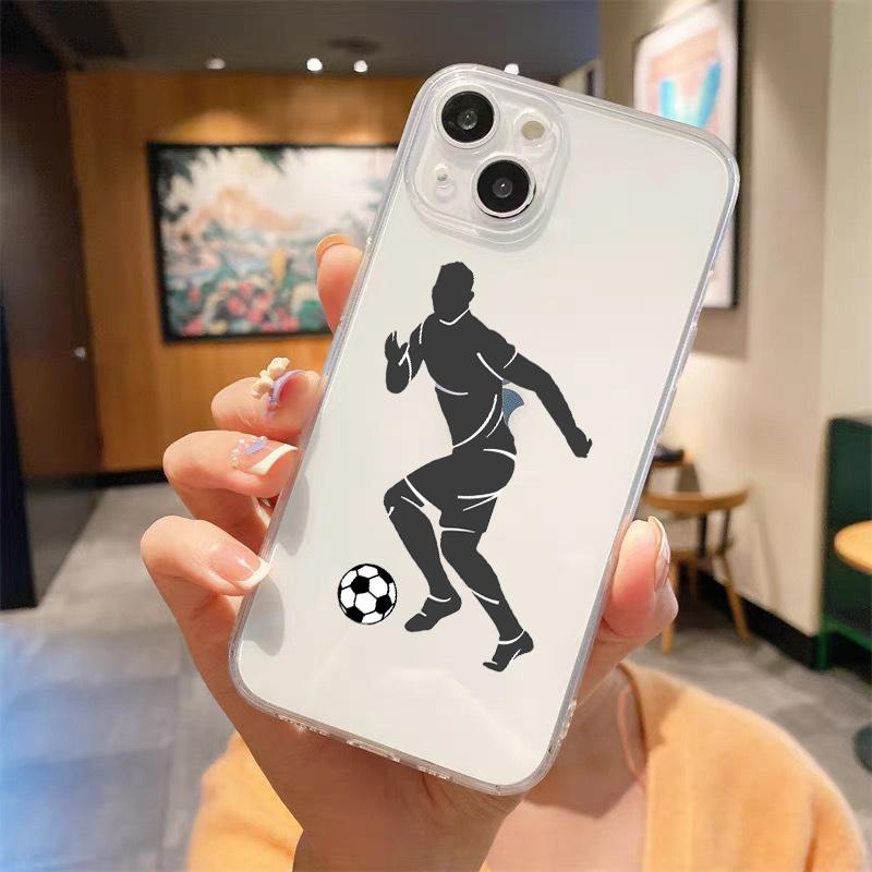 Football Player Soccer Art Clear Phone Case For iPhone 14 13 11 12 Pro Max X XR XS 7 8 Plus SE Soft Silicone Cover Coque Funda