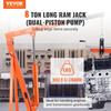 Hydraulic Long Ram Jack, 8 Ton Engine Hoist Cylinder with Double Piston Pump And Clevis Base, Hydraulic Ram Cylinder for Engine Lift Hoists, Hydraulic