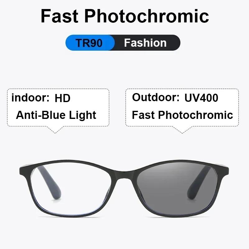 Multifocal Reading Glasses Vintage Small Frame Photochromic Presbyopia Glasses Men Retro Women Outdoor Color Changing Sunglasses