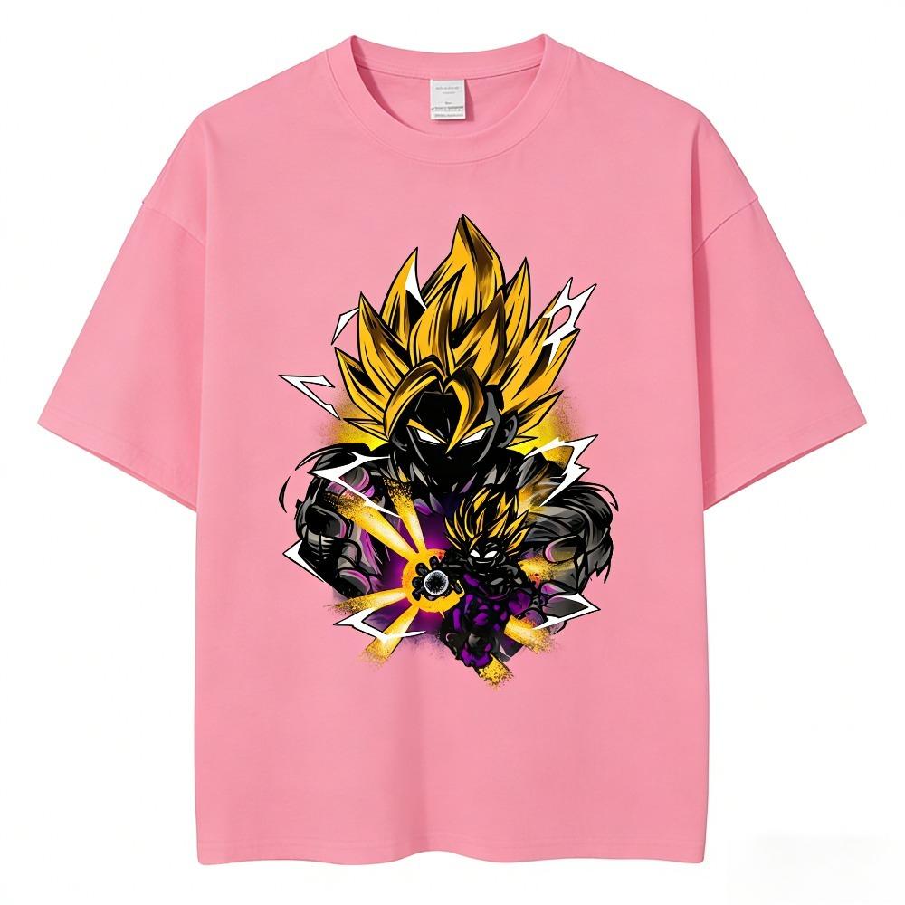 Футболка унисекс Dragon Ball Goku из чистого хлопка 2026 Лето Горячий Аниме Принт Американский Свободный Повседневный Родитель-Ребенок С коротким рукавом
