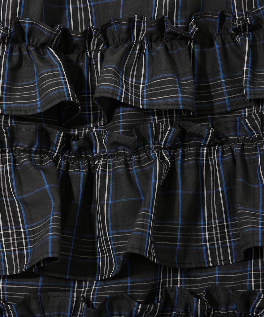 Kijiko Ke702-Frill Cancan Midi Skirt Check Navy