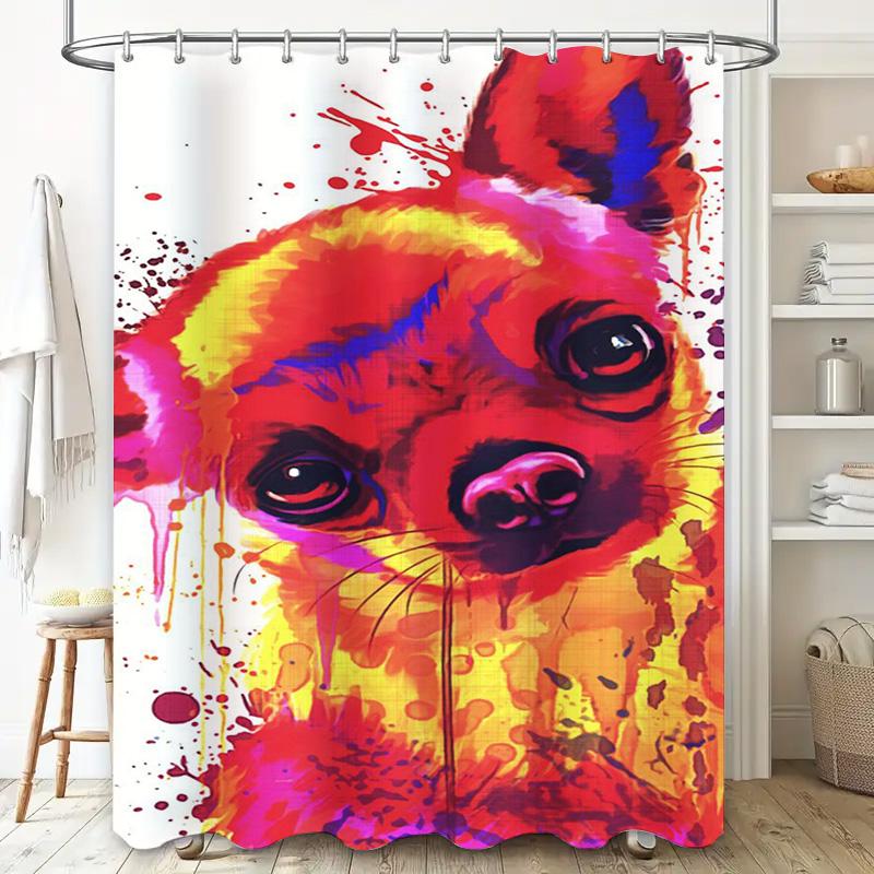 Red Apple Pattern Shower Curtain Pop Art Design Bathroom Decor for Kids Bathrooms Durable Waterproof Shower Cover with Hook Ring