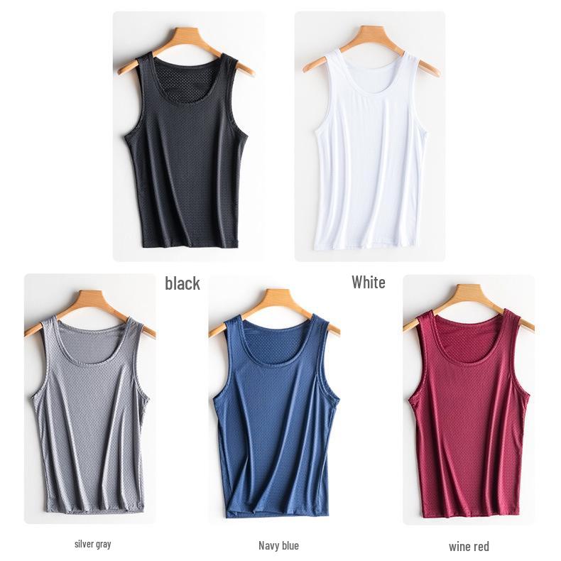 Мужская майка из сетки с эффектом ледяного шелка: Летняя спортивная толстовка
