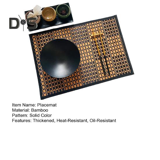 Bamboo Woven Placemat Retangle Shape Thickened Heat-Resistant Oil-Resistant Non-Slip Parties Weddings Banquets Table Decoration Dining Kitchen Mat