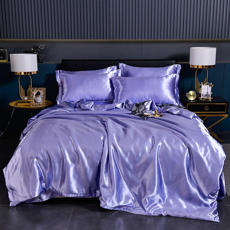 Luxury Blending Natural Mulberry Silk Duvet Cover Set with Fitted Sheet High-end Satin Silky King Size Bedding Set Queen Bed Set