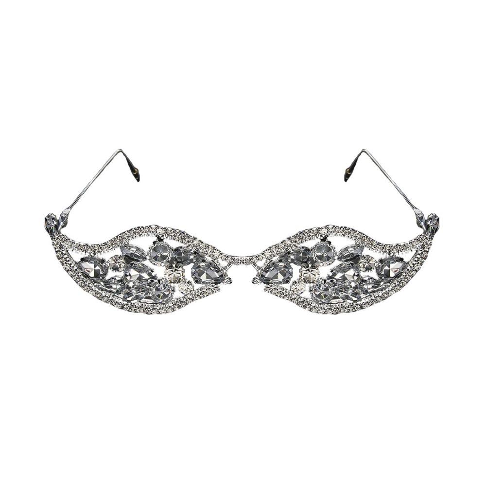 Vintage Rhinestone Eyeglass Frame Irregular Exaggerate Eyeglasses Face Eyewear Decoration  Gift