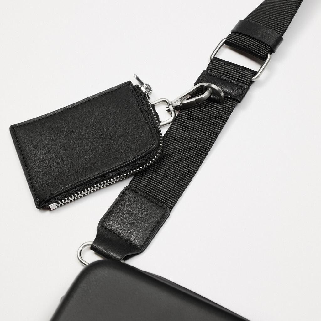Two-Piece Black Mini Crossbody & Waist Bag – Unisex European & American Fashion