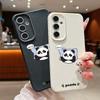 Тонкий матовый чехол Hello Panda Pattern для Samsung S25 S24 FE S23 Ultra S22 A16 A15 A56 A55 A36 A54 A35 кожаная текстура TPU мягкий противоударный чехол для телефона