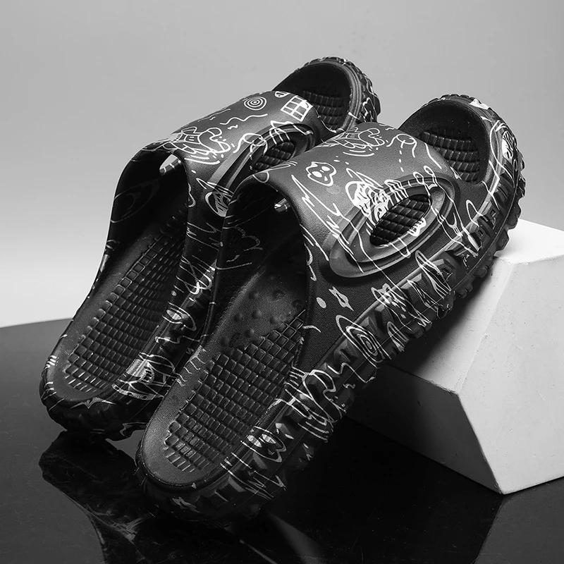 Модные мужские тапочки, легкие пляжные сандалии, нескользящие, Eva, мужские домашние тапочки для ванной, удобные шлепанцы для улицы