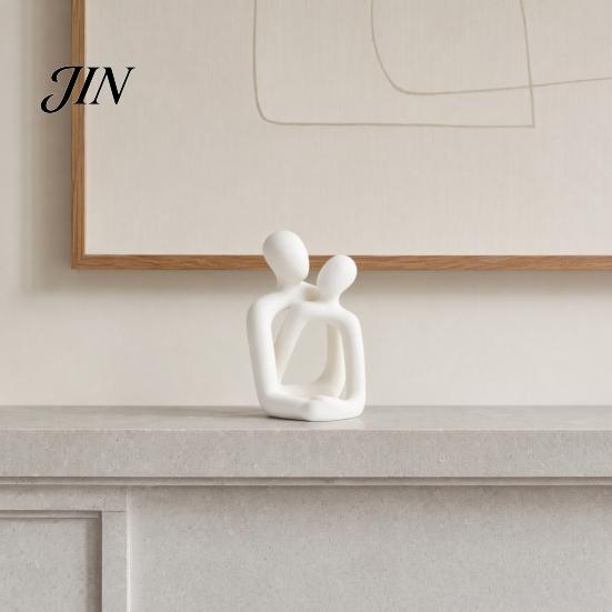 Love Couple Sculpture 3D Printed Abstract Statue, Minimalist Couples Bedroom Decor, White Hugging Lovers Sculptures, Compact Romantic Indoor