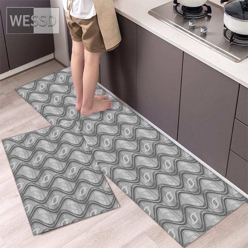 Ковер с геометрическим принтом для кухонного пола 40x60 см 40x120 см, 2 шт., простой прикроватный коврик для спальни, ванной, коврик для дорожки, коврик для дома