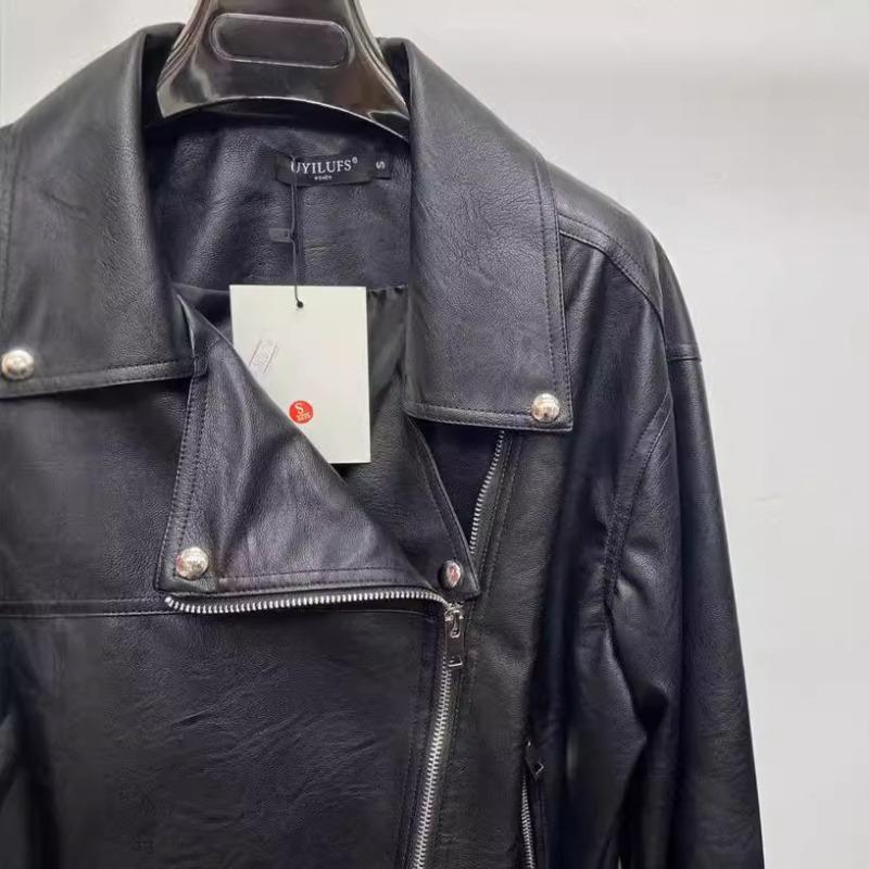 Женская кожаная куртка средней длины, весна и осень, корейский стиль, мотоциклетная кожаная куртка в стиле BF, куртка из искусственной кожи в гонконгском стиле, куртка оверсайз