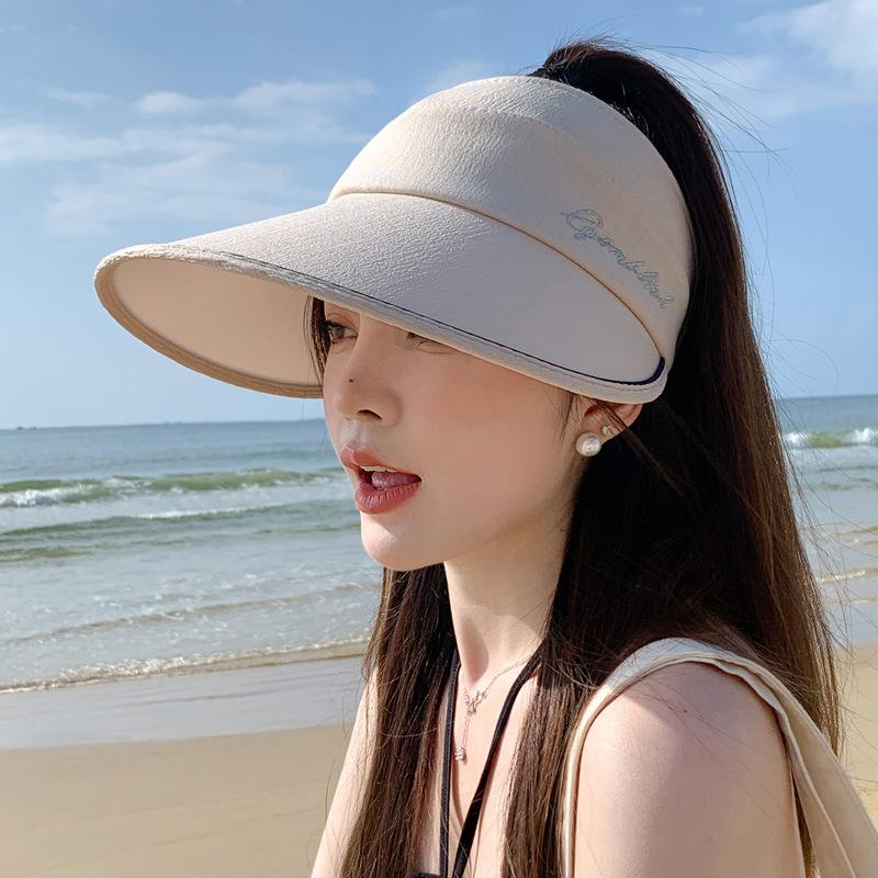 Летняя новая шляпа женская для занятий спортом на открытом воздухе солнцезащитная шляпа с открытым верхом с широкими полями однотонная универсальная солнцезащитная шляпа