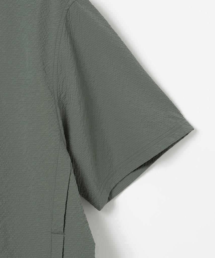MILLO ARCHIVE Seersucker Zip-Up Half Shirt [Shadow Green]