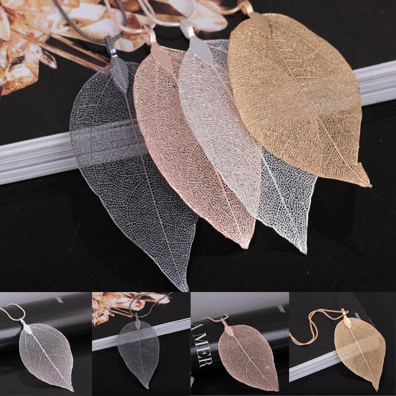 Элегантное ожерелье с подвеской в виде листа серебристого, розового золота и золотого цвета для женщин