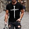 High Quality Summer New Men's Cross 3D Printed T-shirt Plus Size T-shirt