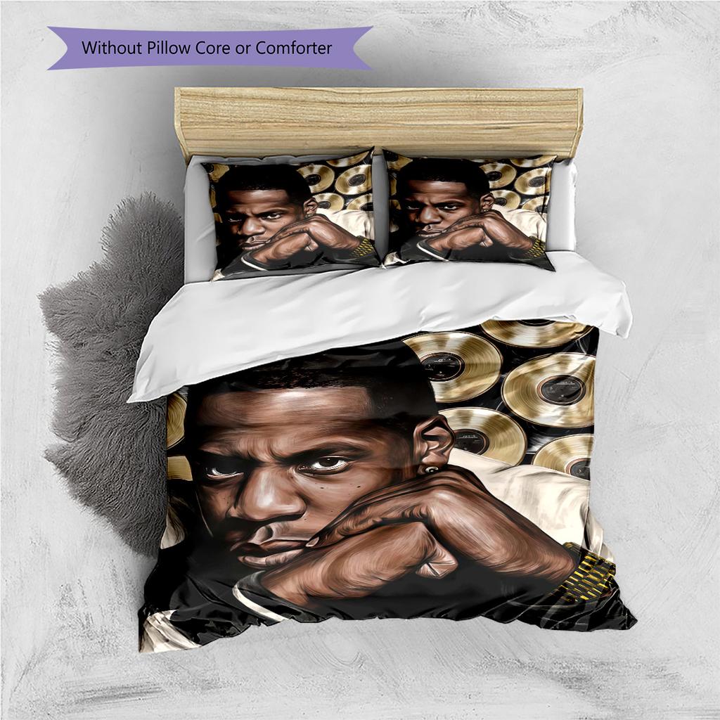 American rapper Pattern Bedding Quilt Set Quilt Cover Pillowcase Home Decoration Birthday Gift (1 * duvet cover + 2 * pillowcase, without core)