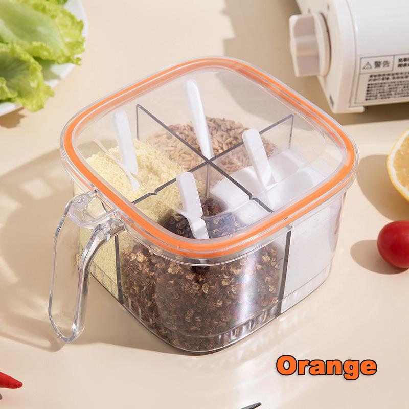 4/5 Grids Integration Salt Seasoning Box Transparent Lid Seasoning Bottle Kitchen Household Condiments Storage Container Jar