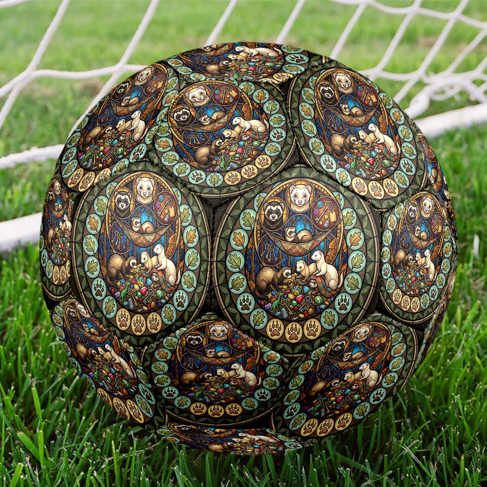 Ferret Glass Adventure Round Football Size 5 Adult Ball Suitable for Training Matches and Outdoor Team.