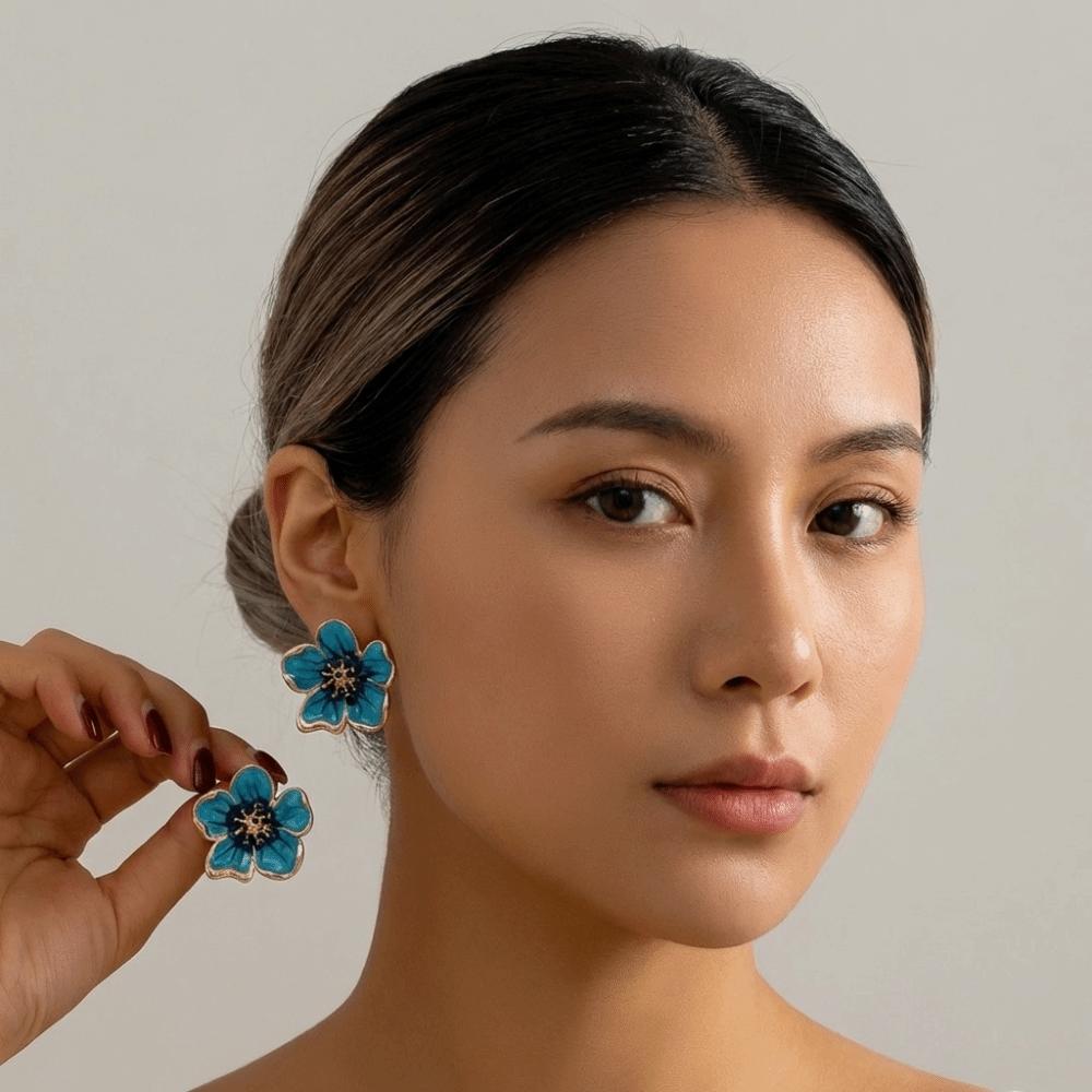Enamel Floral Stud Earrings Colorful Drop Earrings Sweet Flower Earrings Women