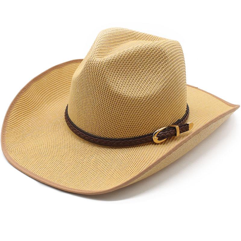 Straw Hat Western Cowboy Hat Knitted Hat Bent Brim Big Eaves Hat Belt
