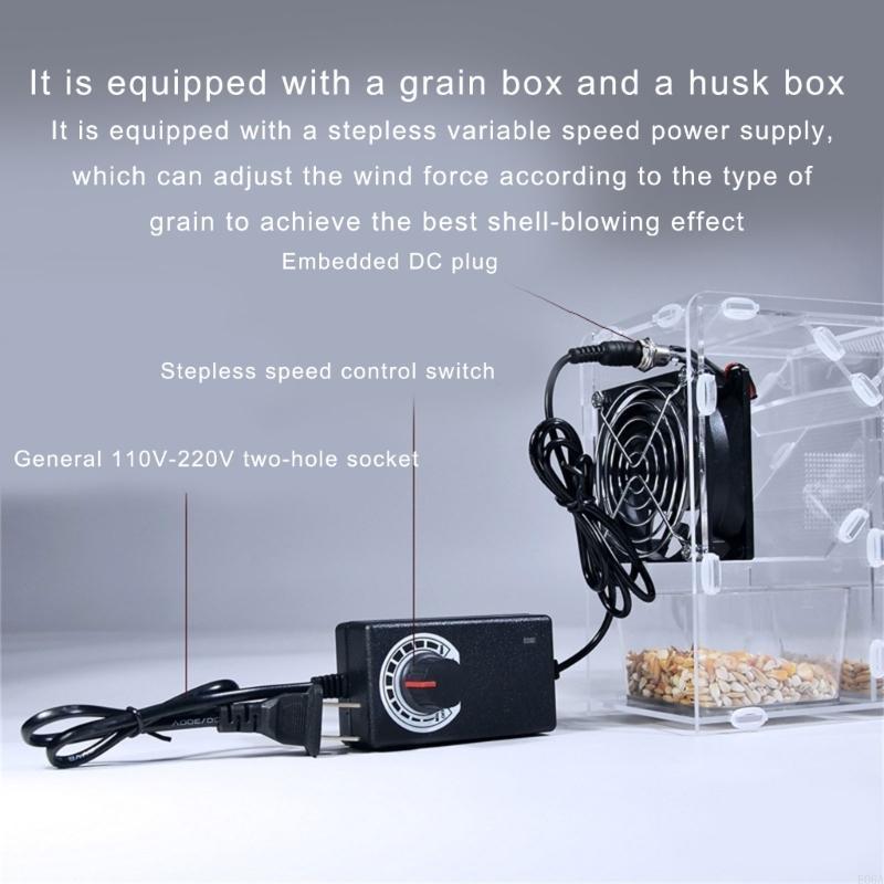 Bird Grains Blowing Machine Adjustable Speed Fan Bird Seed Shelling Machine for Easy Cleaning and Maintenances