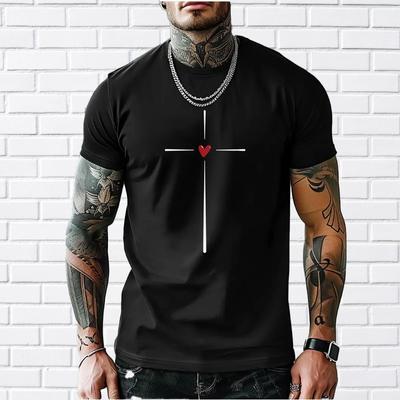 Новая летняя мужская модная футболка с принтом Personality Cross Love, мужская футболка, топ