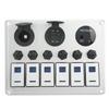 6 Gang On Off Rocker Switch Panel Waterproof Toggle Switch Panel with 2 Blue LED for Car RV UTV
