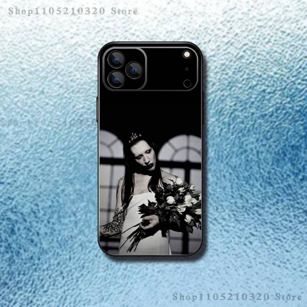 Чехол для телефона M-Marilyn M-Manson для iPhone 17,16,15,14,13,12,11,Pro Max,XSX,,XR,SE,Mini,8,7, Мягкий силиконовый черный чехол