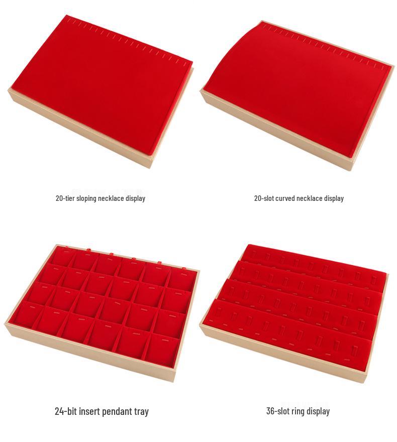 Набор для демонстрации украшений "Красный бархат": Поднос для ожерелья, серег, кольца и кулона