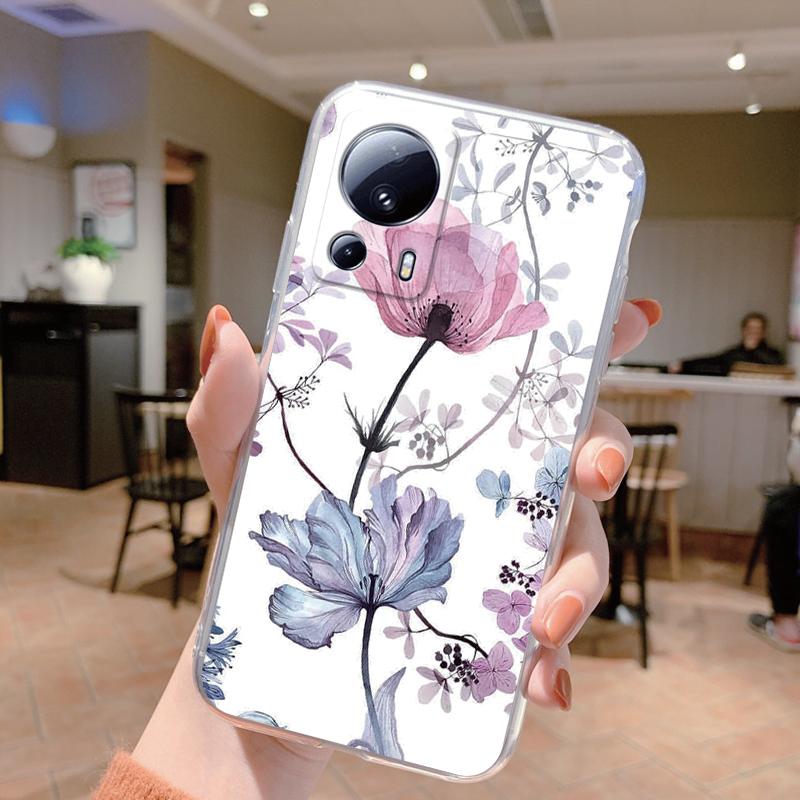 For Xiaomi 13 Lite Case Flowers Cartoon Shockproof TPU Bumper Silicone Soft Phone Cover For Xiaomi 13Lite Xiaomi13 Lite Funda
