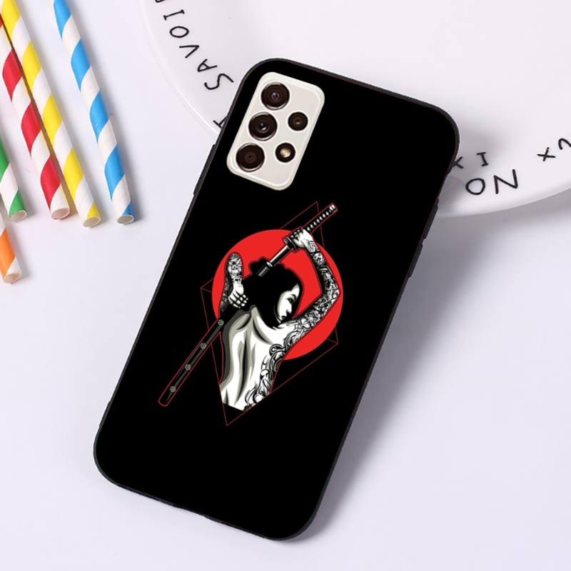 Чехол для телефона Samurai Gril Women для Samsung A91 A81 A73 A72 A71 A30S A20 A12 A13 A52 A53 4G 5G, мягкий черный чехол для телефона