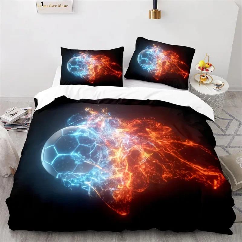 3D Футбольный пододеяльник, комплект постельного белья King Queen для мальчиков, комплект постельного белья с акварельной футбольной тематикой, молодежный спортивный пододеяльник для детской комнаты в общежитии