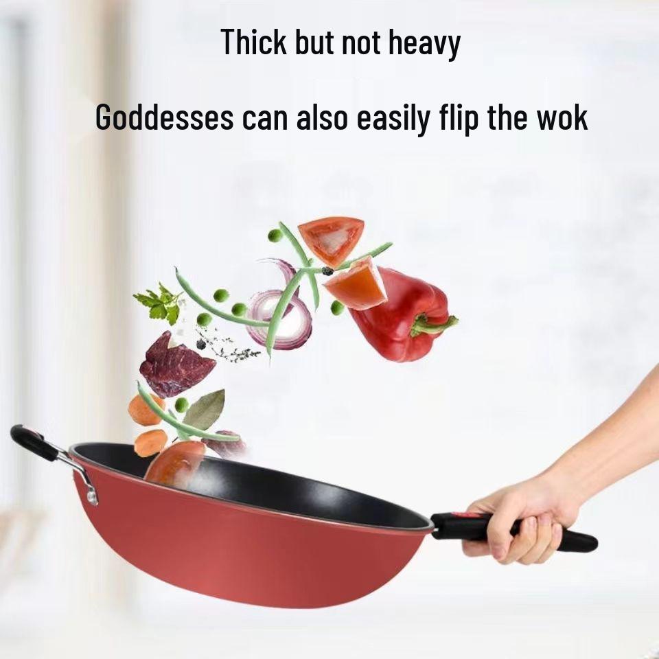 German Crystal Diamond Non-Stick Wok: Oil-Free, Smoke-Free, Induction & Gas Compatible Iron Cookware