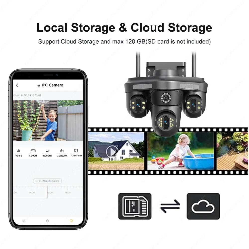 LS VISION 6K 12MP WiFi IP-камера с тремя объективами и 10-кратным зумом. Уличная PTZ-камера с функцией обнаружения движения. Умный дом. Безопасность. Защита. Видеонаблюдение. Камера видеонаблюдения 4K.