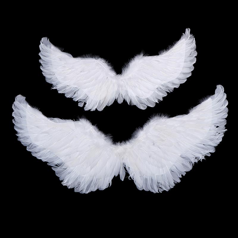Swallow Shape White Angel Feather Wings With Elastic Straps For Kids Party Decor