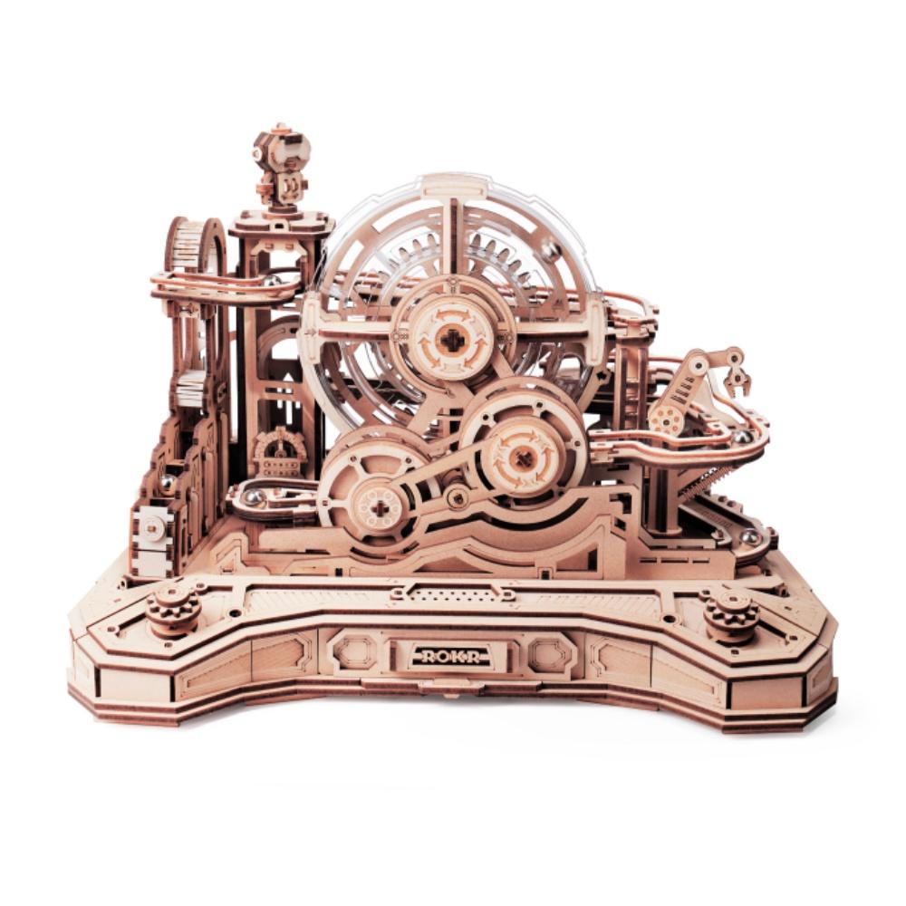 Robotime Rokr Wooden Puzzles 3D Gear Ball Challenge Machine Mechanical Model DIY Pinball Game Model Kits for Adult Teens EGC01
