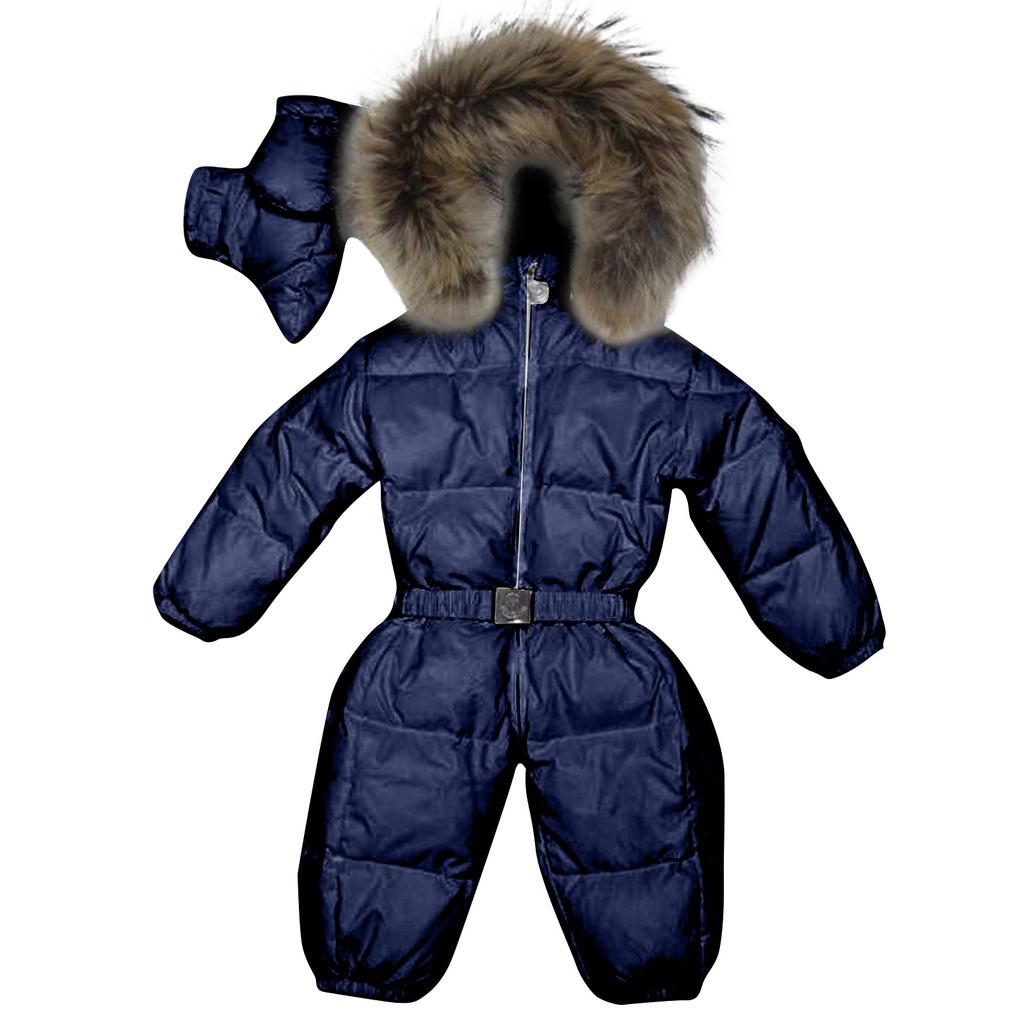 Зимний комбинезон для маленьких мальчиков и девочек, комбинезон с капюшоном, теплое плотное пальто, наряд