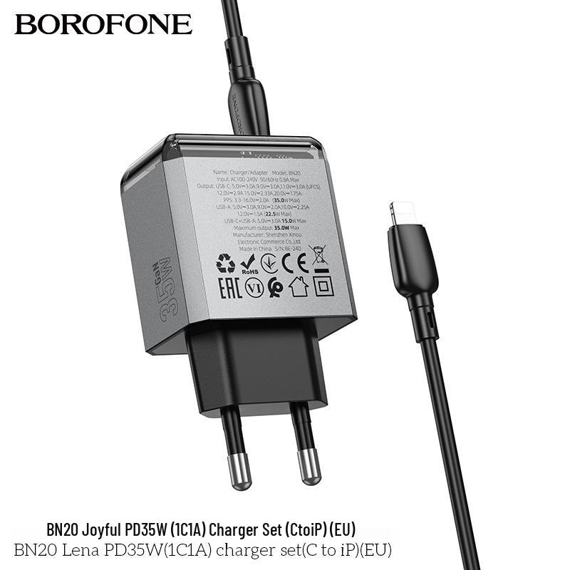 BN20 Стандарт ЕС Двойной Type-C PD35W Быстрое Зарядное Устройство Сетевой Адаптер Сертифицирован CE