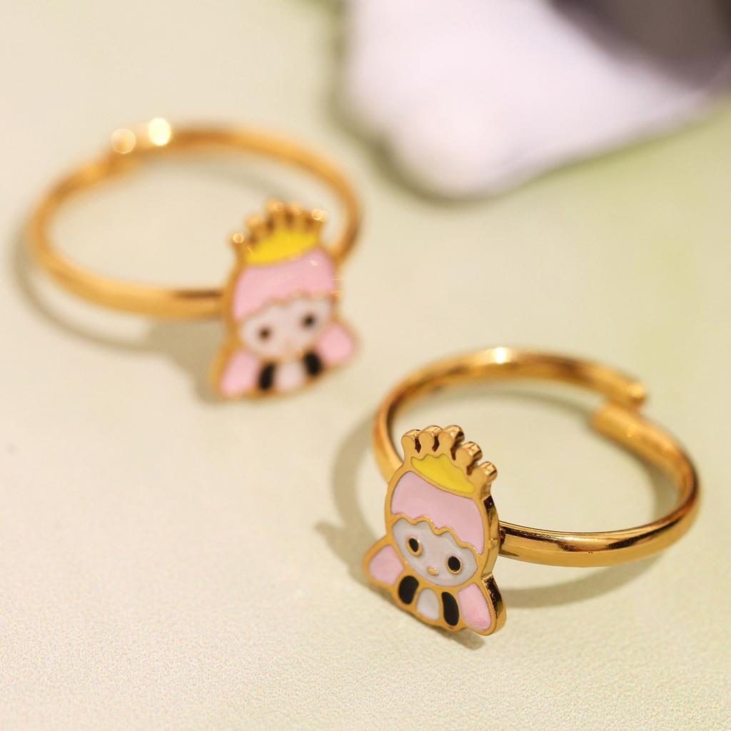 Mysterious Colorful Stainless Steel Cute Design Children's Jewelry Set with Pendant Necklace Bracelet Earrings Ring