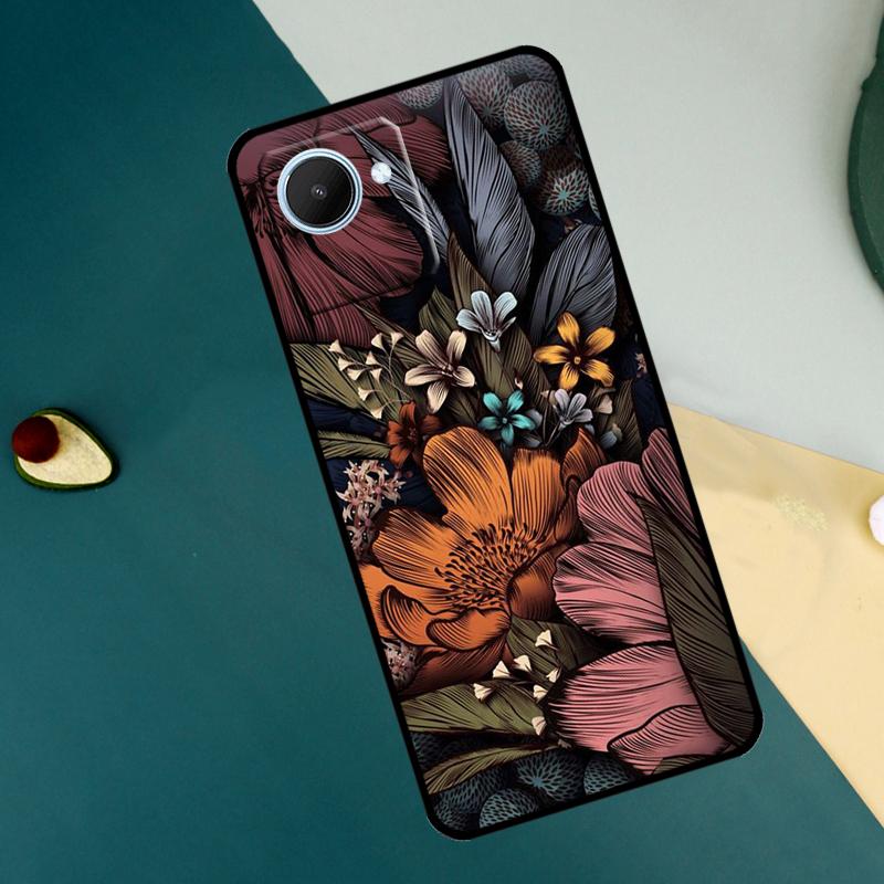 Чехол Painting Flowers Nature Leaves для Realme C63 C61 C71 C55 C67 C51 C75 C65 C53 C35 10 11 12 13 14 Pro Plus GT6 GT7 Pro