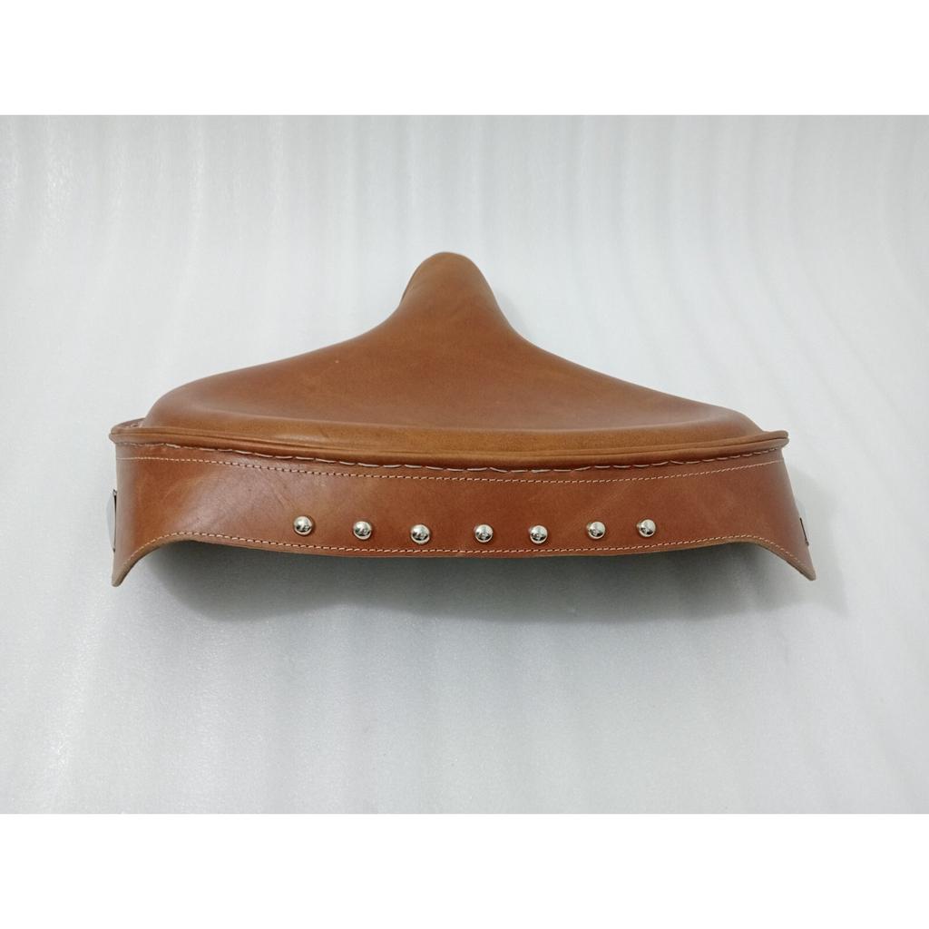 Solo Seat For Harley Tan Leather Skirt Knucklehead Panhead Shovel TC Bobber |Fit