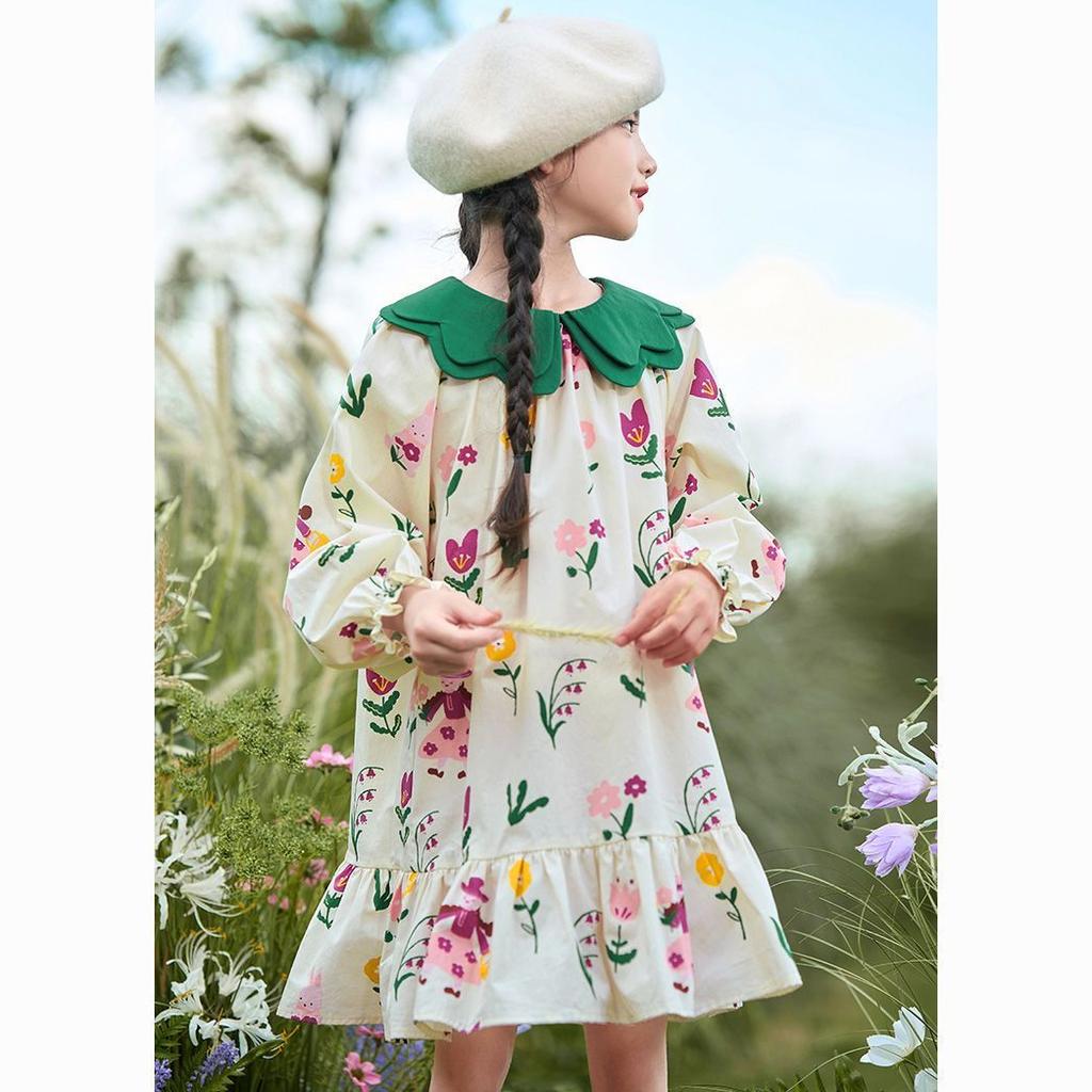 Сладкое цветочное платье для девочек, весеннее свободное платье принцессы для детей