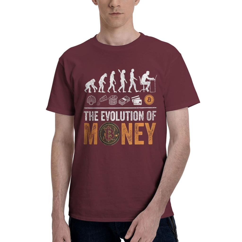 Bitcoin Evolution 100% Хлопок Повседневный Дышащий Удобный Винтажный Мужская Одежда Бренды Мужская Футболка