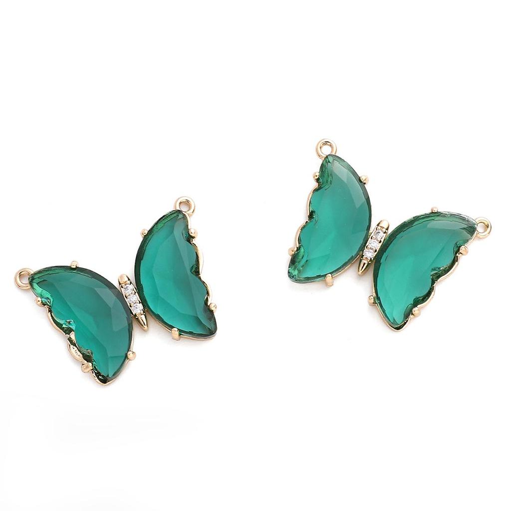 Латунная подвеска-бабочка с кристаллом циркона, камень для серег, браслетов, ожерелья, аксессуары для изготовления ювелирных изделий своими руками