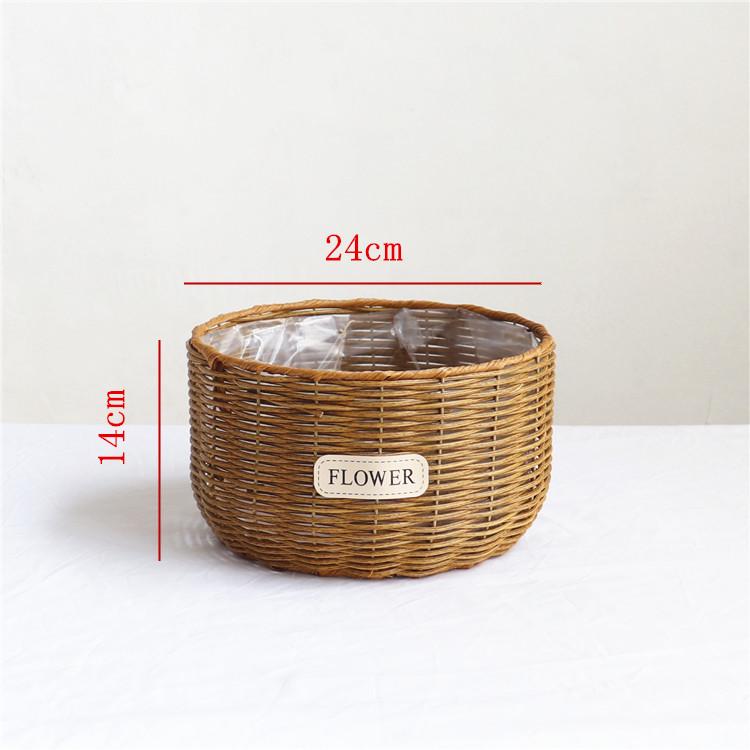 Handmade Pastoral Woven Rattan Flower Basket for Creative Arrangements and Succulent Decorations
