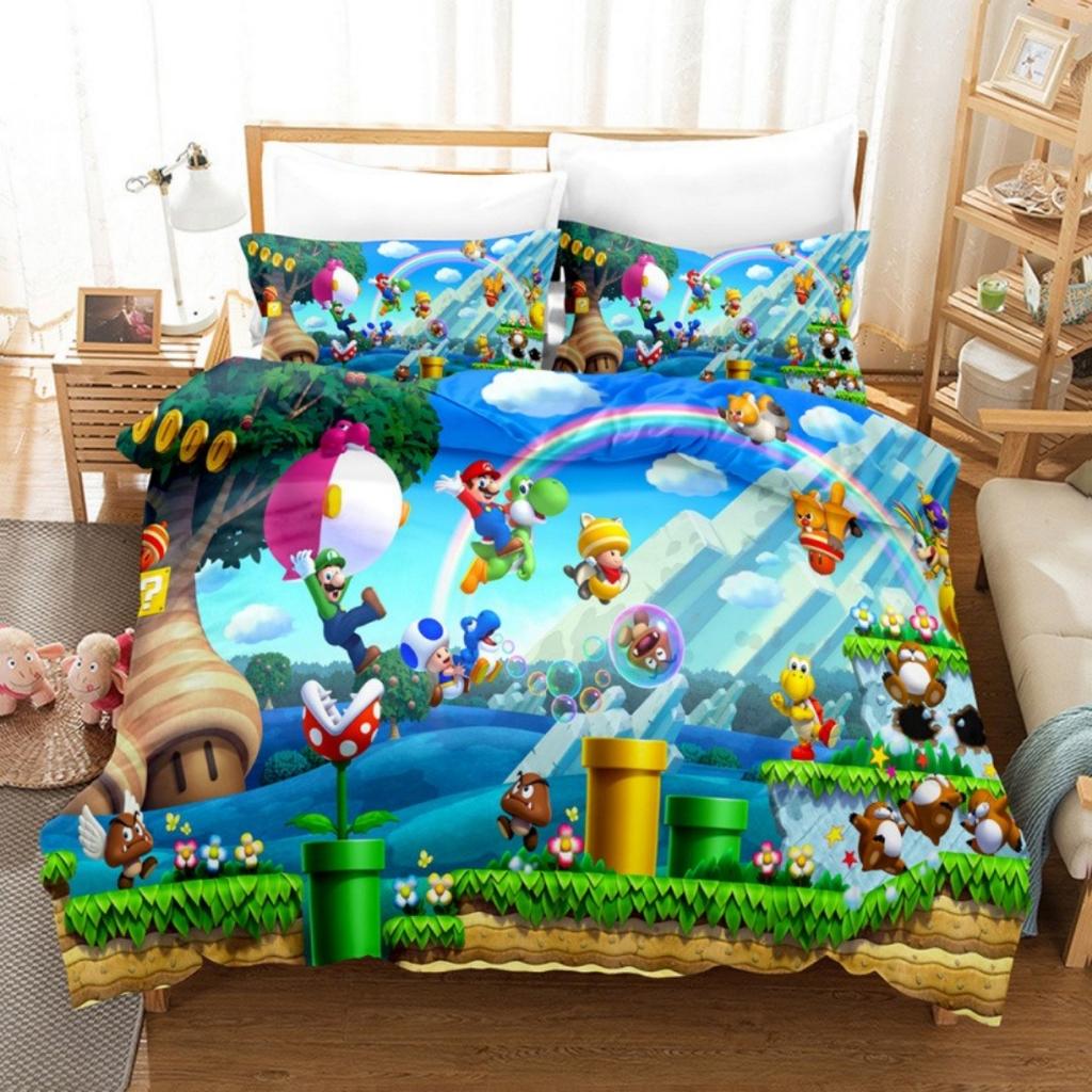 Super Mario Duvet Cover Set Comfortable and Warm Bedding Set for Decorating Your Bedroom and Enhancing Home Life for Teens Gifts