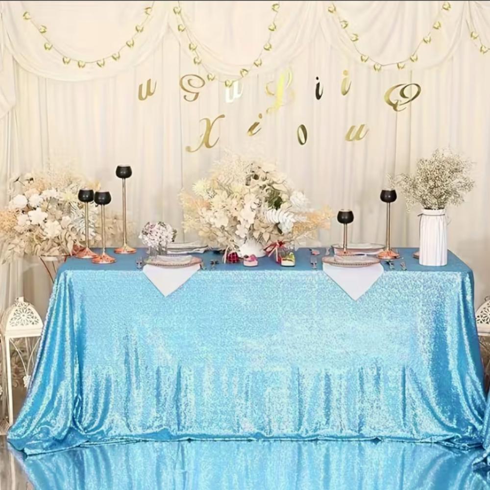 Rectangular Party Sequin Tablecloth Solid Color Table Decoration Dinner Table Cover Baby Shower